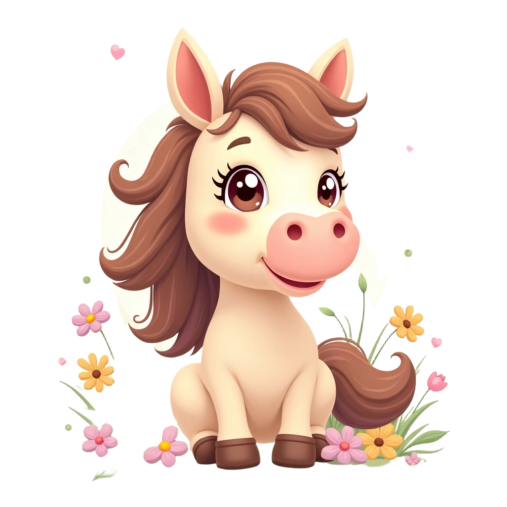 Charming Pony in a Floral Garden